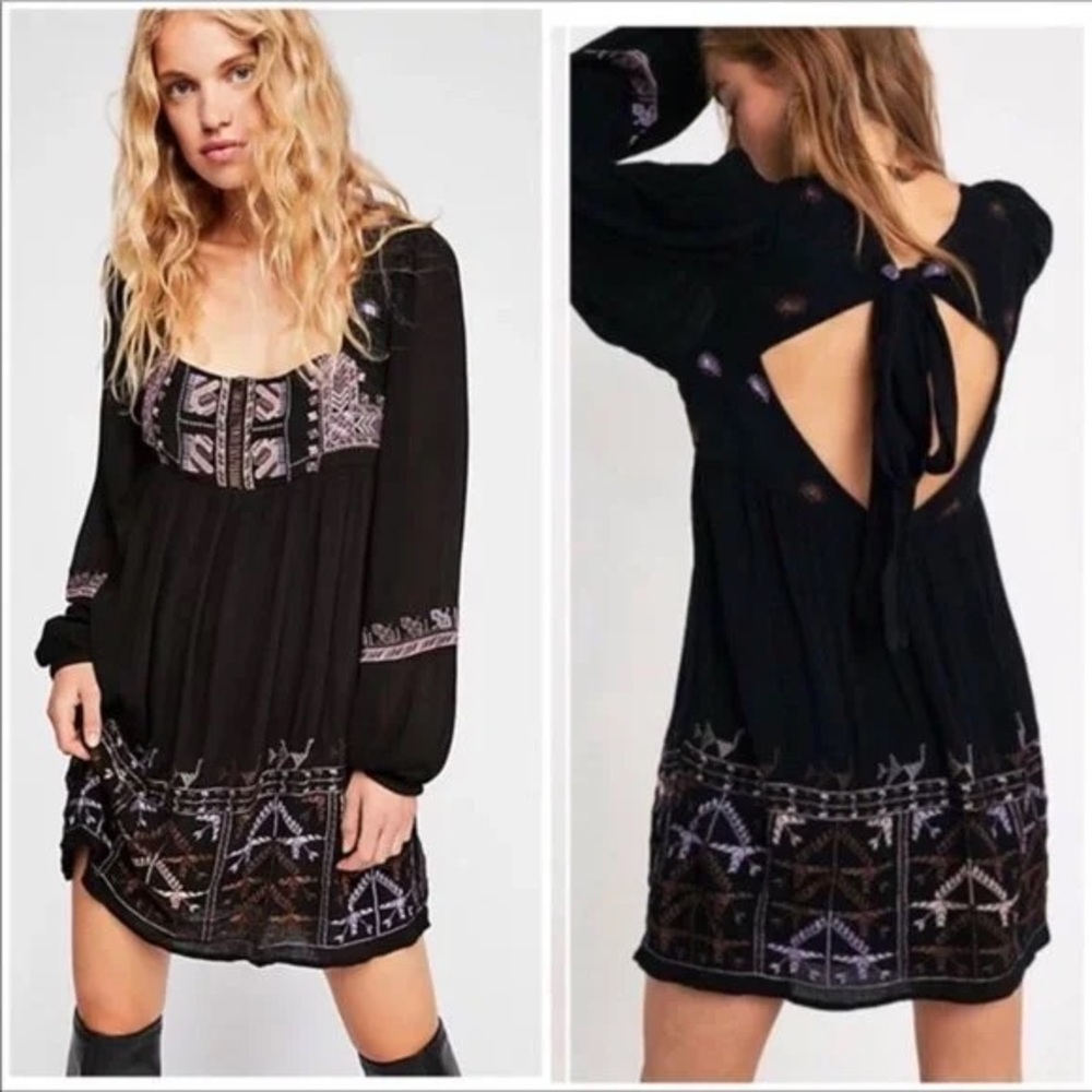 Free People Rhiannon Embroidered Mini Dress S NWT